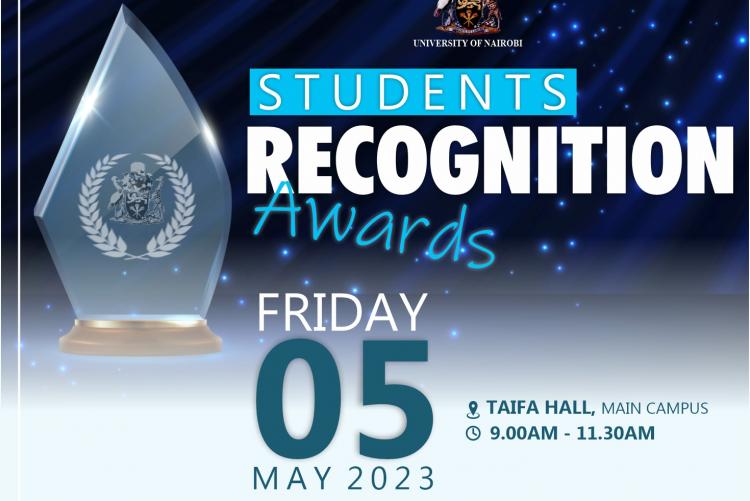 The University of Nairobi Students Recognition Awards 2023 poster.