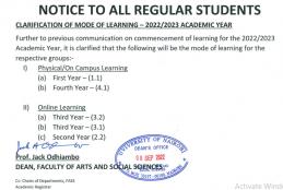 Clarification on Mode of Learning. 